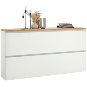 Dieter Knoll Hängeschuhschrank, Weiß, Eiche, Holzwerkstoff, Balkeneiche, furniert, 4 Fächer, 160x83x31 cm, Goldenes M, Made in Germany, DGM-Klimapakt,