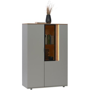 Dieter Knoll Highboard, Eiche, Hellgrau, Metall, furniert, 5 Fächer, 92.9x136.6x42 cm, Typenauswahl, Beimöbel erhältlich, in verschiedenen Holzdekoren