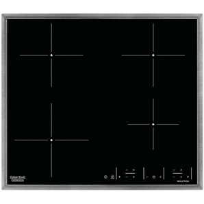 Dieter Knoll Induktionskochfeld , Schwarz, Edelstahl , Metall, Glas , 57.6x50.6 cm , Kindersicherung, Restwärmeanzeige je Kochzone, Topferkennung, Kurzzeitwecker, Edelstahlrahmen , Küchen, Küchenelektrogeräte, Kochfelder, Induktionskochfelder