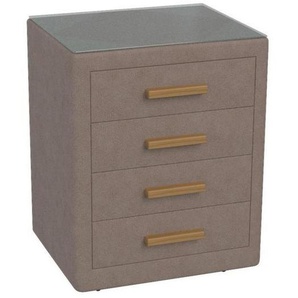 Dieter Knoll Nachtschrank, Hellbraun, Holz, Eiche, massiv, 4 Schubladen, 50x64x41.5 cm, Schlafzimmer, Nachttische