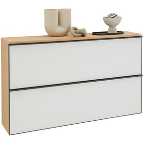 Dieter Knoll Schuhkipper, Anthrazit, Weiß, Eiche, Holzwerkstoff, Balkeneiche, furniert, 8 Fächer, 140x83x31 cm, Made in Germany, erweiterbar,