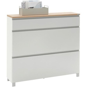 Dieter Knoll Schuhschrank Dieter Knoll, Weiß, Eiche, Metall, Balkeneiche, furniert, 1 Schubladen, 120x108x31 cm, Goldenes M, Made in Germany,