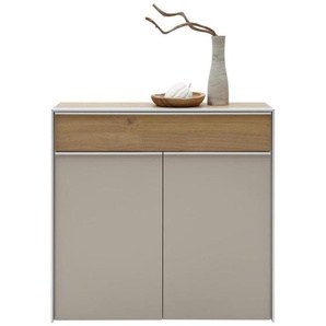 Dieter Knoll Schuhschrank, Eiche, Alu, Cappuccino, Holzwerkstoff, Eiche, 2 Fächer, 1 Schubladen, 102x98x34 cm, erweiterbar, Beimöbel erhältlich,