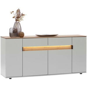 Dieter Knoll Sideboard, Eiche, Hellgrau, Holzwerkstoff, Asteiche, furniert, 6 Fächer, 2 Schubladen, 180.6x82x42 cm, Typenauswahl, Beimöbel erhältlich,