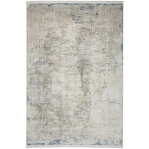 Dieter Knoll Vintage-Teppich Peresphone blau, Blau, Textil, Naturmaterialien, Abstraktes, rechteckig, 160x230 cm, leicht zusammenrollbar, Teppiche &