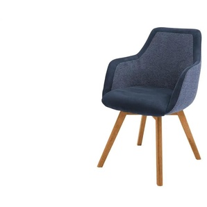 Dine + Mine Armlehnstuhl mit Massivholzgestell Corby ¦ blau ¦ Maße (cm): B: 56 H: 85 T: 65.0