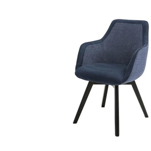 Dine + Mine Armlehnstuhl mit Massivholzgestell Corby ¦ blau ¦ Maße (cm): B: 56 H: 85 T: 65.0