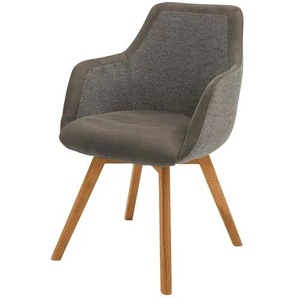 Dine + Mine Armlehnstuhl mit Massivholzgestell Corby ¦ braun ¦ Maße (cm): B: 56 H: 85 T: 65.0