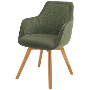 Dine + Mine Armlehnstuhl mit Massivholzgestell Corby ¦ grün ¦ Maße (cm): B: 56 H: 85 T: 65.0