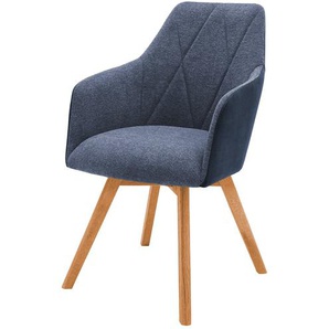 Dine + Mine Armlehnstuhl mit Diamant-Steppung Xalapa ¦ blau ¦ Maße (cm): B: 57 H: 85 T: 65.0