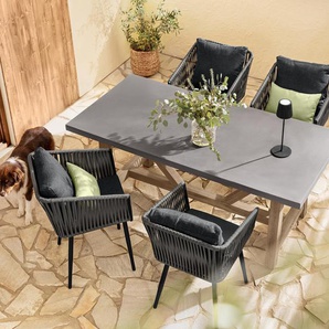 Dining-Sessel mit Textilgeflecht - schwarz -