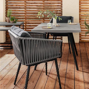 Dining-Tisch mit Beton-Tischplatte - schwarz -