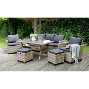 Gartenmöbelset Gartentisch Gartenbank Lounge Garnitur Polsterkissen en.casa 