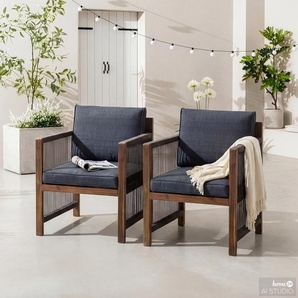 Diningstuhl Bayton 2er-Set mit Armlehnen 62 x 86 x 66cm Braun/Grau/Grau/Braun