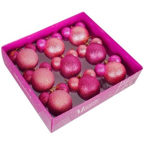 Disney Christbaumkugel-Set, Rosa, Pink, Kunststoff, Dekoration, Weihnachtsdekoration, Weihnachtsbaumschmuck, Weihnachtskugeln
