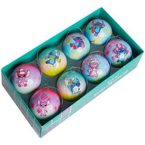 Disney Christbaumkugel-Set Stitch, Mehrfarbig, Hellblau, Hellrosa, Kunststoff, 8-teilig, Dekoration, Weihnachtsdekoration, Weihnachtsbaumschmuck, Weihnachtskugeln