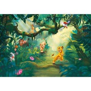 Disney Fototapete Lion King Jungle, Grün, Mehrfarbig, Papier, Kinder, 368x254 cm, Fsc, Made in Germany, Tapeten Shop, Fototapeten