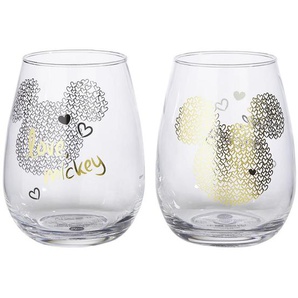 Disney Gläserset Mickey Mouse, Schwarz, Gold, Glas, 500 ml, Essen & Trinken, Gläser, Gläser-Sets