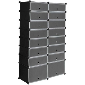 Diy Schuhschrank mit Tür Schuhablage 16 Fächer aus Kunststoff schwarz - Woltu