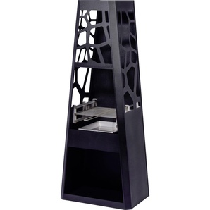 Dobar Metall-Gartenkamin mit Grillrost schwarz 57,5 x 38 x 148 cm GLO691404171