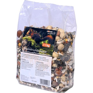 DOBAR Nagerfutter Futtermischung für Eichhörnchen Tiernahrung für die Ganzjahresfütterung, 6 Beutel á 1 kg Gr. Gesamt-Menge: 6000 g, bunt Kleintierfutter