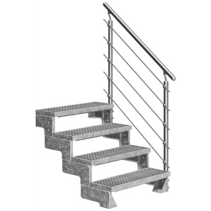 Dolle Außentreppe Gardentop mit Edelstahl-Geländer Breite 100 cm Gitterrost GLO781602571
