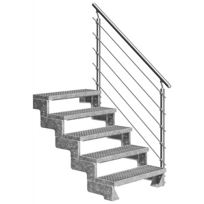 Dolle Außentreppe Gardentop mit Edelstahl-Geländer Breite 100 cm Gitterrost GLO781602573