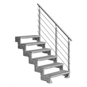 Dolle Außentreppe Gardentop mit Edelstahl-Geländer Breite 100 cm Gitterrost GLO781602575