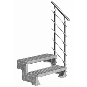 Dolle Außentreppe Gardentop mit Edelstahl-Geländer Breite 100 cm Gitterrost GLO781602577