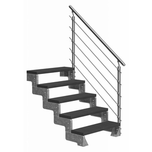Dolle Außentreppe Gardentop mit Edelstahl-Geländer Breite 100 cm Trimax anthrazit GLO781602561