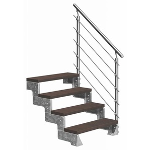 Dolle Außentreppe Gardentop mit Edelstahl-Geländer Breite 100 cm Trimax braun GLO781602551