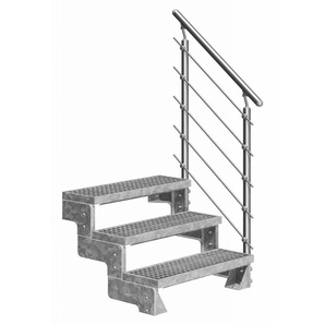 Dolle Außentreppe Gardentop mit Edelstahl-Geländer Breite 80 cm Gitterrost GLO781602564
