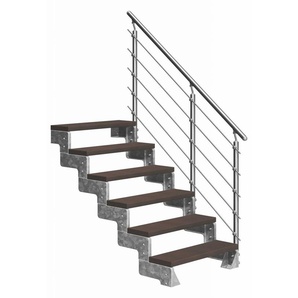 Dolle Außentreppe Gardentop mit Edelstahl-Geländer Breite 80 cm Trimax braun GLO781602563