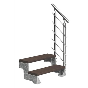 Dolle Außentreppe Gardentop mit Edelstahl-Geländer Breite 80 cm Trimax braun GLO781602583