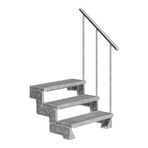 Dolle Außentreppe Gardentop mit Geländer verzinkt Breite 100 cm Gitterrost GLO781602538