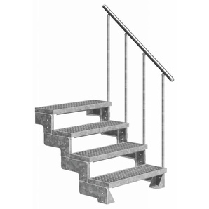 Dolle Außentreppe Gardentop mit Geländer verzinkt Breite 100 cm Gitterrost GLO781602539