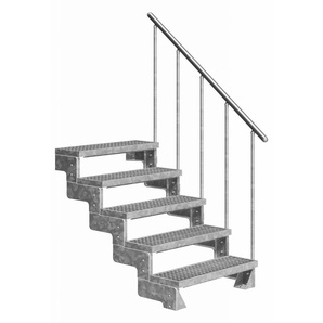Dolle Außentreppe Gardentop mit Geländer verzinkt Breite 100 cm Gitterrost GLO781602589