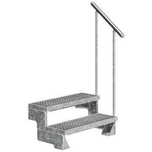 Dolle Außentreppe Gardentop mit Geländer verzinkt Breite 80 cm Gitterrost GLO781602542