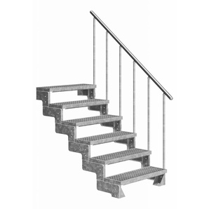 Dolle Außentreppe Gardentop mit Geländer verzinkt Breite 80 cm Gitterrost GLO781602553