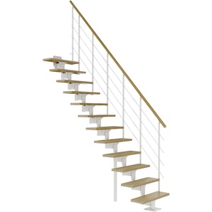 Dolle Mittelholmtreppe Boston gerade weiß 11 Stufen Eiche GLO781602924