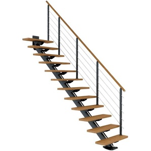 Dolle Mittelholmtreppe Sydney Eiche 75 cm 11 Stufen gerade mit Geländer anthrazit GLO781603003