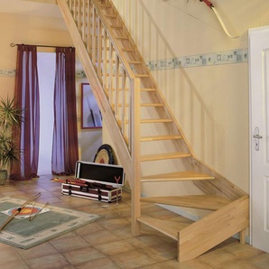 Dolle Raumspartreppen Paris 1/4-gew. Buche unbehandelt inkl. Geländer GLO781602653