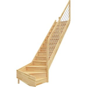 Dolle Raumspartreppen Paris 1/4-gew. Buche unbehandelt inkl. Geländer GLO781602661