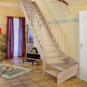 Dolle Raumspartreppen Paris 1/4-gew. Buche versiegelt inkl. Geländer GLO781602665