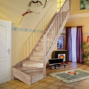 Dolle Raumspartreppen Paris 1/4-gew. Buche versiegelt inkl. Geländer GLO781602668