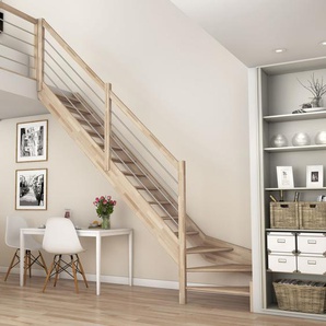 Dolle Raumspartreppen Paris 1/4-gew. Buche versiegelt inkl. Geländer GLO781602671