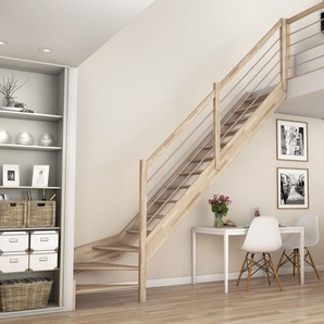 Dolle Raumspartreppen Paris 1/4-gew. Buche versiegelt inkl. Geländer GLO781602672