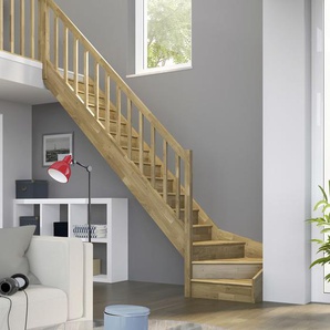 Dolle Raumspartreppen Paris 1/4-gew. Eiche versiegelt inkl. Geländer GLO781602685