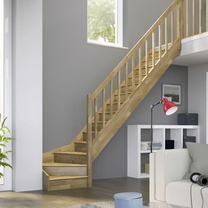 Dolle Raumspartreppen Paris 1/4-gew. Eiche versiegelt inkl. Geländer GLO781602686