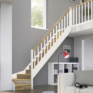 Dolle Raumspartreppen Paris 1/4-gew. Eiche weiß inkl. Geländer GLO781602698